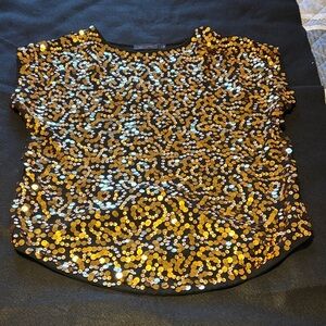The Limited Sequin Embellished Black and Gold Women's Top
